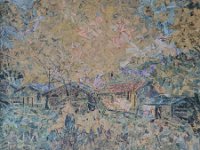 Le case  Francobolli incollati su MDF - 23 x 29